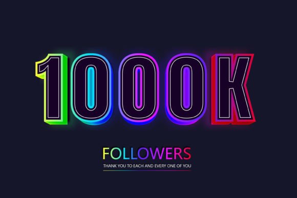 1000k Followers 3d Neon Text Effect