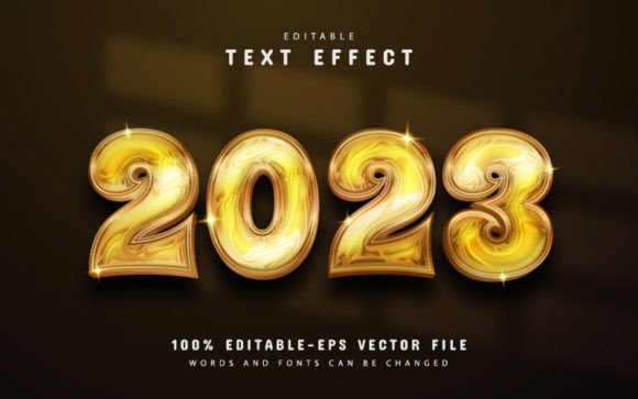 2023 Golden 3D Text Effect Editable