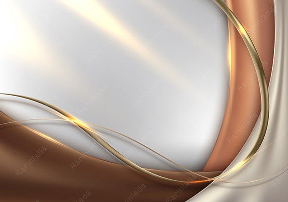 3D Gold Wave Shapes Ribbon Line Elements