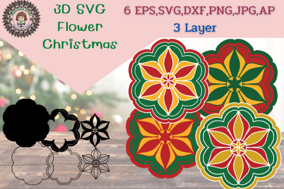 3D SVG Flower ChristmasV1: A Versatile Digital Asset for Creative Projects
