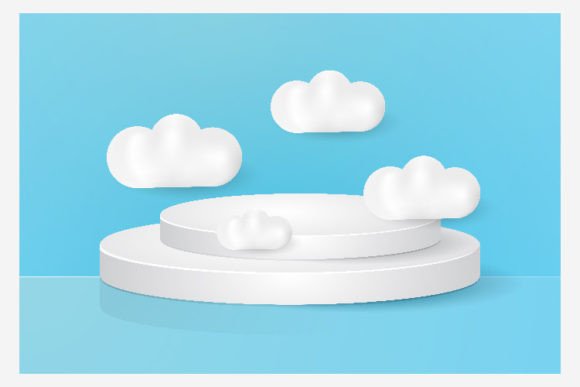 3d White Podium with Cloud Ornaments: A Versatile Design for Modern Projects