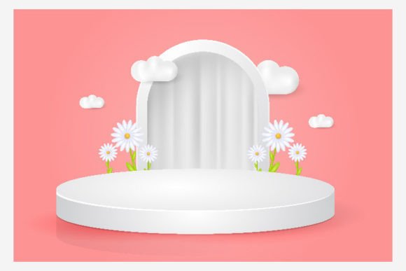 3d White Podium with Flower Showcase: A Versatile Design for Creative Projects