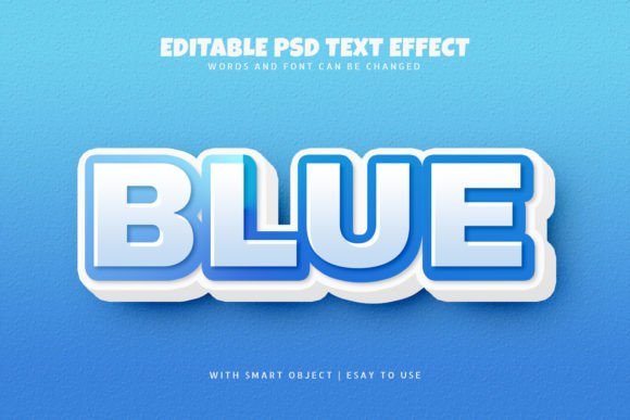 Blue 3D Text Effect Editable