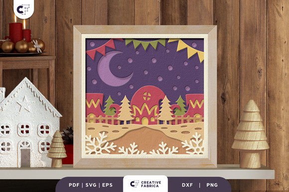Bring Festive Elegance to Your Creations with the Retro Elfville 3D Shadow Box Paper Cut