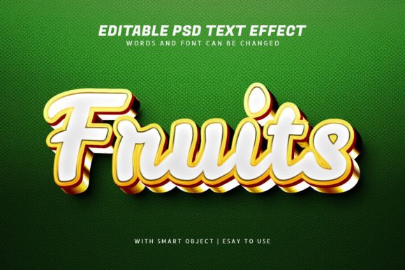 Fruits Text Effect with Yellow 3d Style and Text Effect PSD 100 Easily Editable
