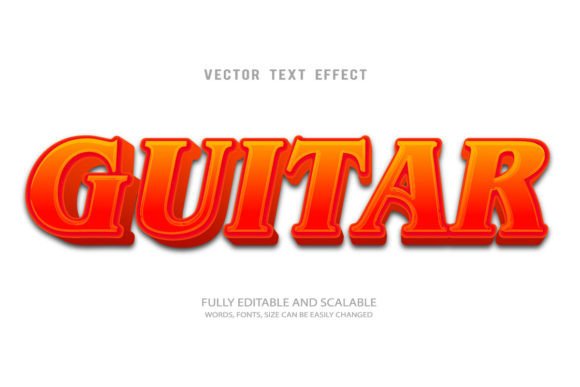 Guitar 3d Editable Text Effect Vector
