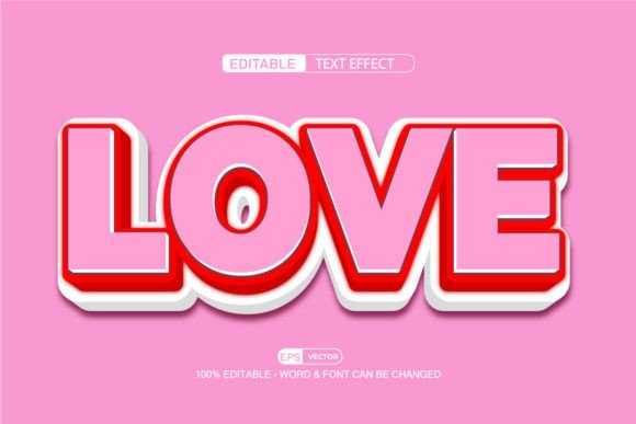 Love 3D Editable Text Effect Vector