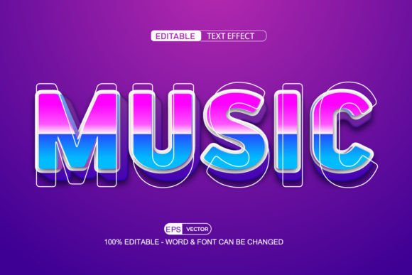 Music 3d Editable Text Effect Vector