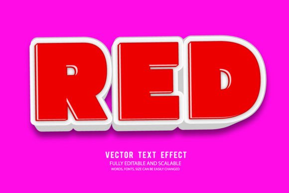 Red Editable Text Effect Vector 3d Style