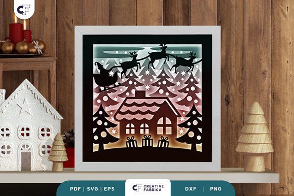 Retro North Pole 3D Shadow Box Paper Cut