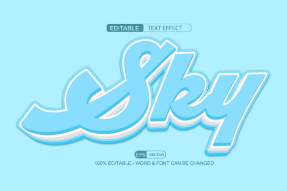 Sky 3D Editable Text Effect Vector