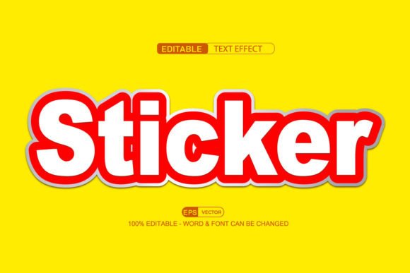 Sticker 3D Editable Text Effect Vector