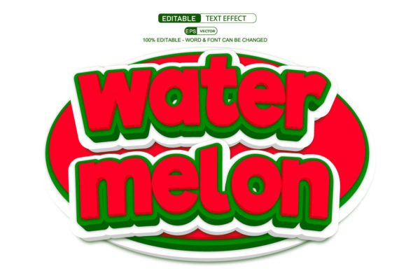 Watermelon 3D Editable Text Effect Vector